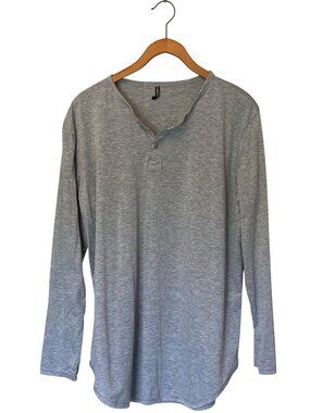 Liweike Gray Knit 3-Button Long Sleeve Men's XL Casual Pullover Henley Shirt